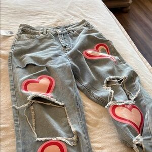 Stylish Jeans with Heart Design